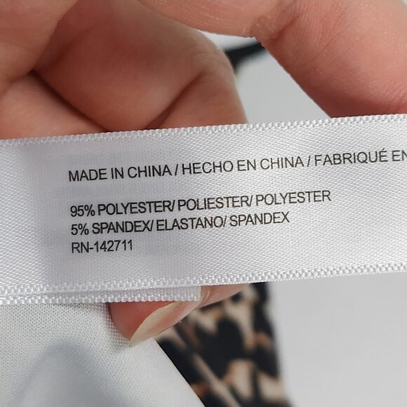 Eloquii Dress Womens 18 Black Tan Leopard Print Bell Sleeve Sheath Knee Length - Picture 8 of 12